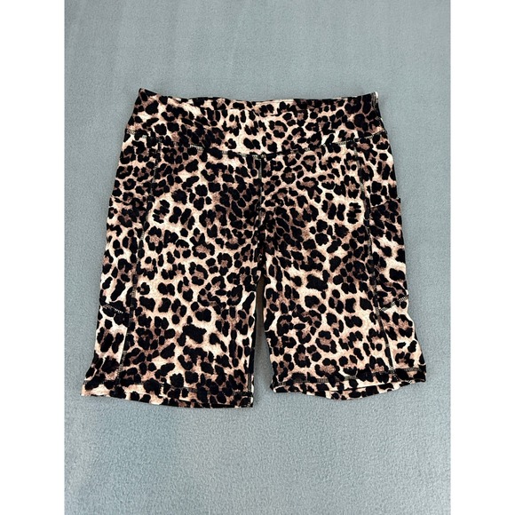 Rae Mode 2XL Womens Leopard Print Athleisure Bike Shorts Activewear - Picture 1 of 4